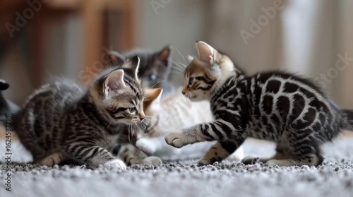 Funny little cats playing cheerfully together