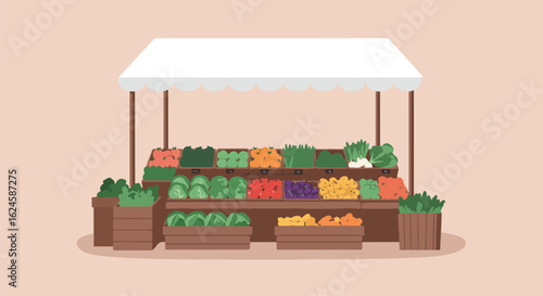 Produce stall offering vegetables; background is plain for easy cropping
