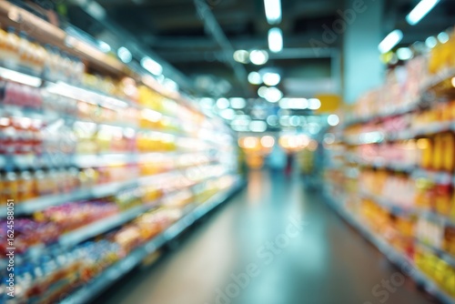 Wallpaper Mural Blurred supermarket aisle, colorful displays Torontodigital.ca