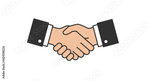 Handshake, in white background, for agreement, cooperation, or partnership use