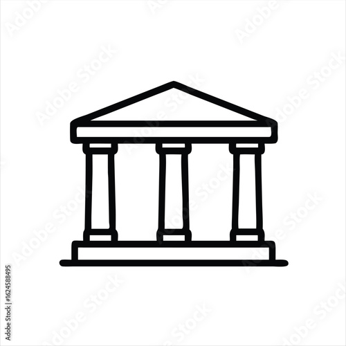 Minimalist Government Building Icon Vector - Civic & Official Symbol on white background