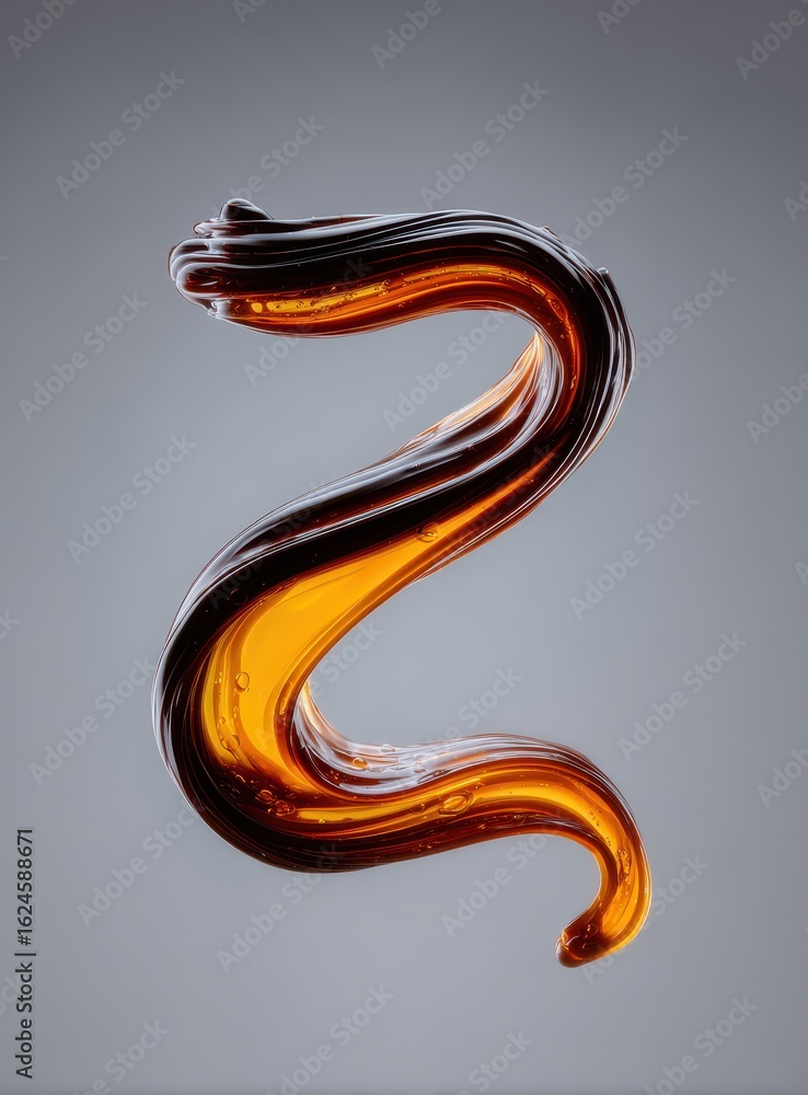 Amber liquid, Z-shaped, abstract, fluid, dynamic Amber liquid, Z-shaped, abstract, fluid, dynamic
