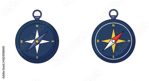 Navigation Compass, isolated, pointing directions; on white background. Charting course