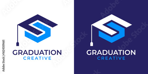 G Graduation Cap Logo Design Vector Illustration Template. Letter G C Logo with Graduation Hat Icon Symbol Design Template Vector. Education Logo Design Illustration. 2