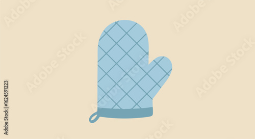 Oven mitt illustration, for food safety graphics, solid cream background
