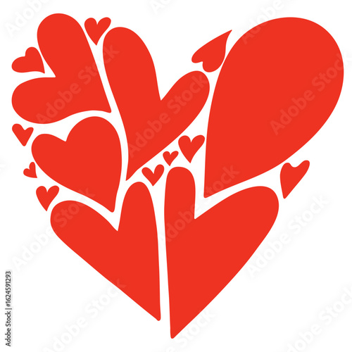 Hearts in the shape of a heart red vector icon illustration art design