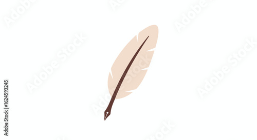 A Quill for Writing on Plain Background for Calligraphy, Authorship, Historical Purposes