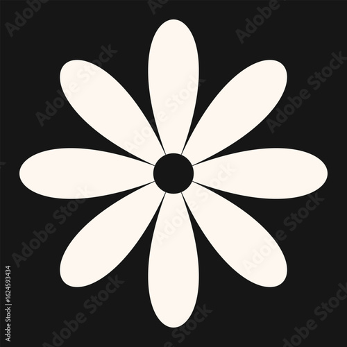 Modern abstract flower with crisp lines and a subtle retro tone. A refined design element that brings elegance to floral themes