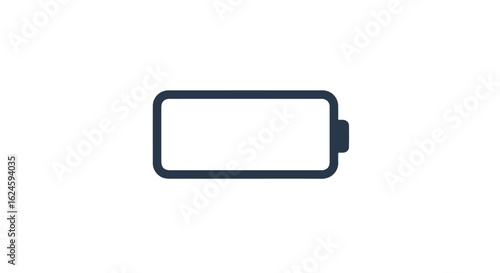 Empty battery icon floating on white background to indicate power loss