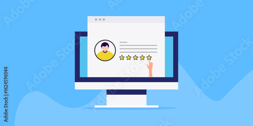 Customer shares feedback and star rating on website page, valuable insights and improvement for brand transparency.