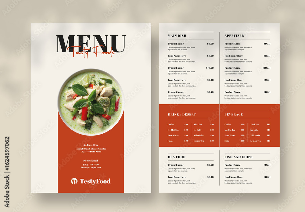 Restaurant Food Menu Layout Stock Template | Adobe Stock