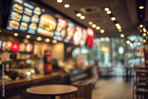 Blurred fast food restaurant interior