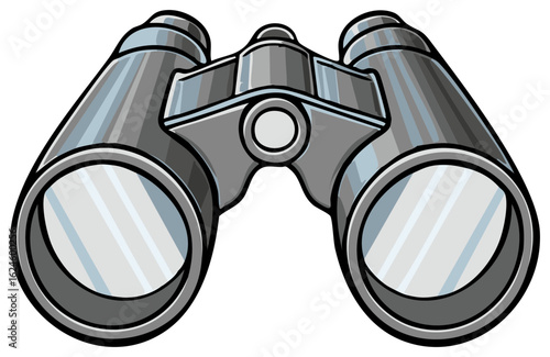 Cartoon Binoculars With Reflective Lenses