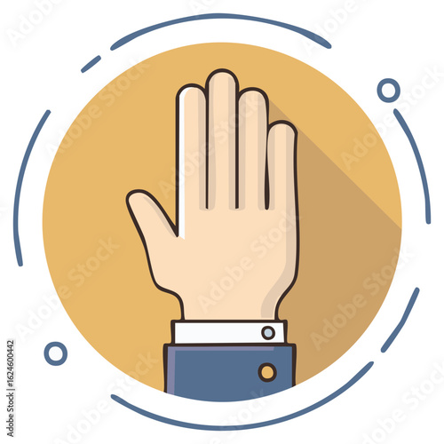 Business Hand Raised in Stop Gesture or Swearing an Oath Flat Design Icon