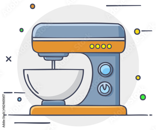 Kitchen Stand Mixer Appliance for Baking and Cooking Cartoon Vector Illustration