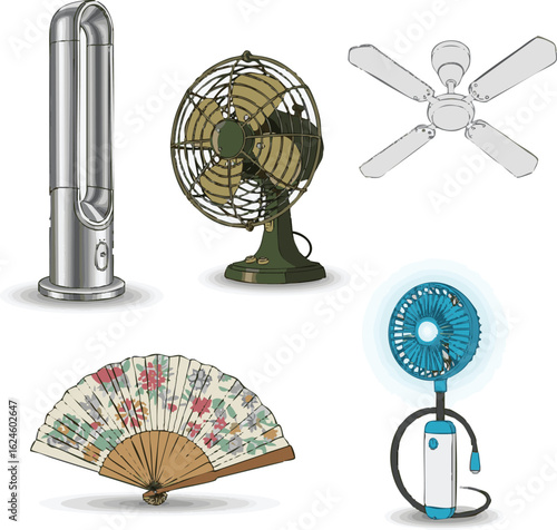 Isolated a Kinds of deferent fan design vector art with white background.