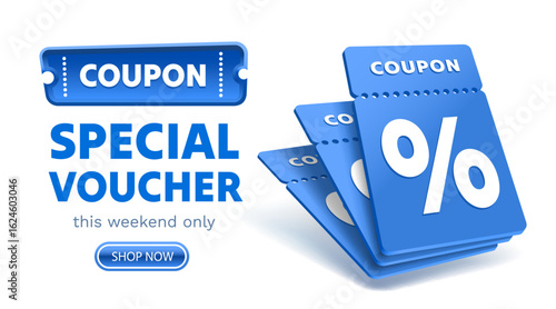 Coupon special voucher banner, event flyer. Vector illustration