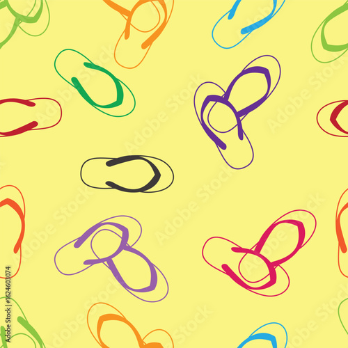 beach colorful flip flops sandals seamless pattern background vector