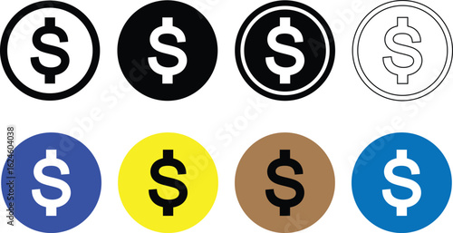 Dollar coin icon illustration background. Money icon exchange icon. Money outline icon Art & IllustratioDollar coin icon illustration background. Money icon exchange icon. Money outline icon