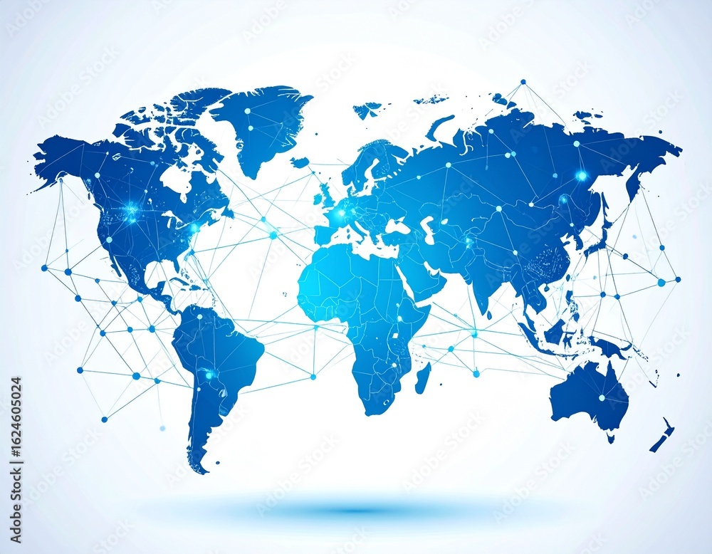 Fototapeta premium World map and digital network