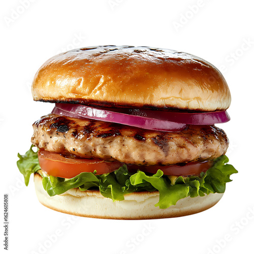 delicious burger isolated on transparent background