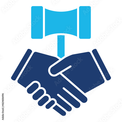 Justice Scale Icon In Blue Monochrome Flat Design, Vector Illustration