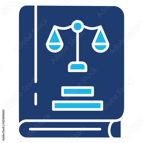 Tableau sur toile Law Book Icon In Blue Monochrome Flat Design, Vector Illustration