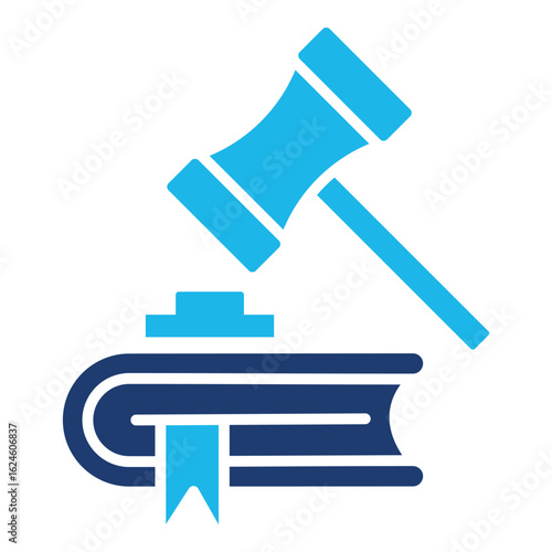 Verdict Icon In Blue Monochrome Flat Design, Vector Illustration