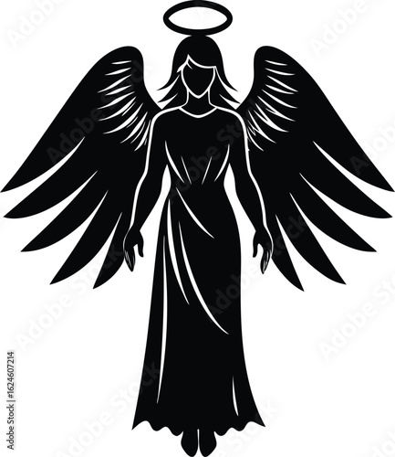 angel with a halo on white background.eps