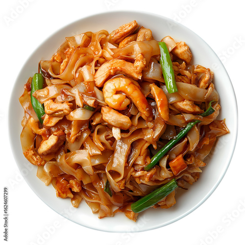 Delicious Chicken and Vegetable Noodles in a Bowl isolated on transparent background