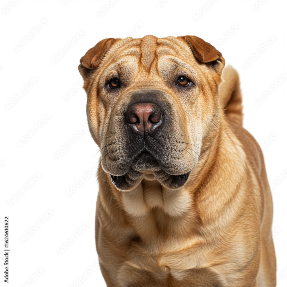 Stunning Shar-Pei Portrait: Wrinkled Perfection on White Background. 8k Detail. Stunning Shar-Pei Portrait: Wrinkled Perfection on White Background. 8k Detail.