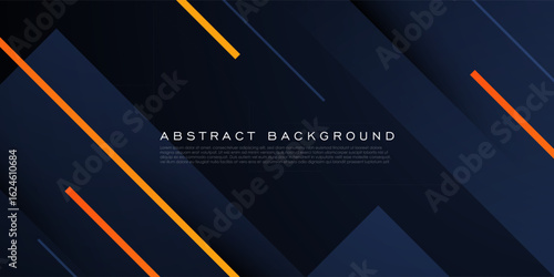 Abstract overlap square dark blue pattern background. Simple design with orange lines element background. Eps10 vector