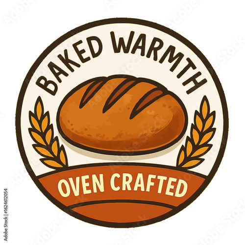The 'Baked Warmth' logo showcases a baked loaf of bread, oven-crafted with care.
