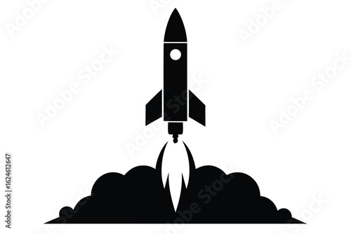 rocket launch vector icon illustration silhouette