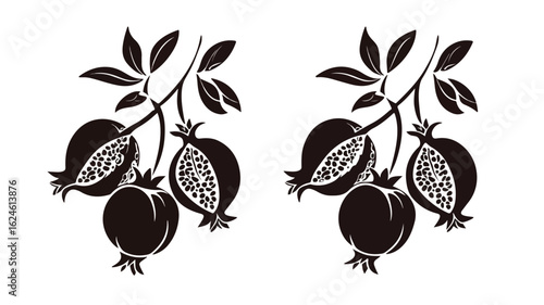Armenian Pomegranate Motifs Silhouette Vector Icon