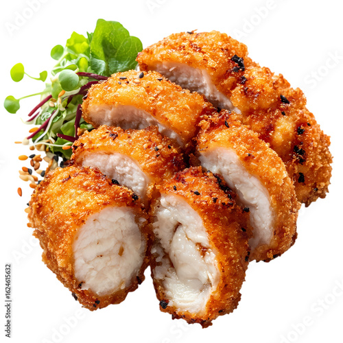 Crispy fried fish fillet with golden brown crust isolated on transparent background