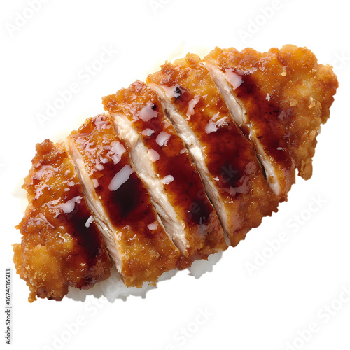 Crispy fried fish fillet with golden brown crust isolated on transparent background