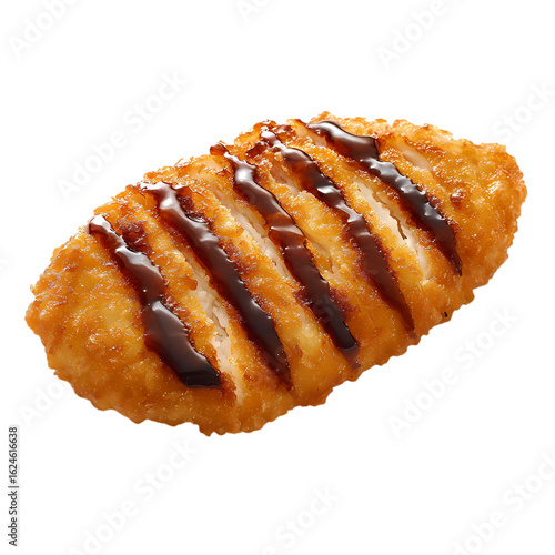 Crispy fried fish fillet with golden brown crust isolated on transparent background