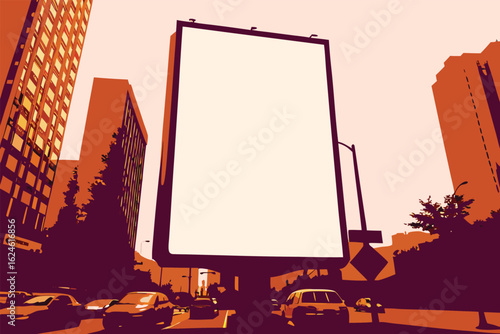Blank billboard in urban setting with traffic, ready for your advertising message