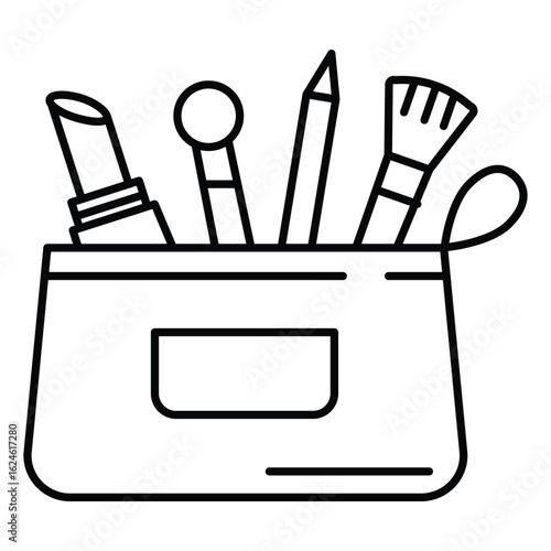 Feminine Makeup Bag Vector Icon for Branding