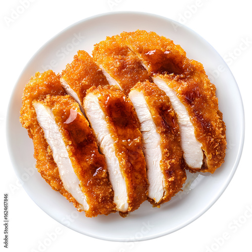 Crispy fried fish fillet with golden brown crust isolated on transparent background