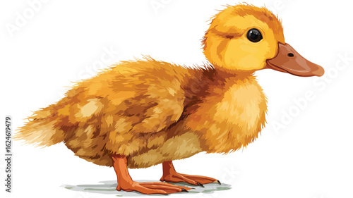 Cute Duck Cartoon Character on White Background for Children's Illustrations and Designs