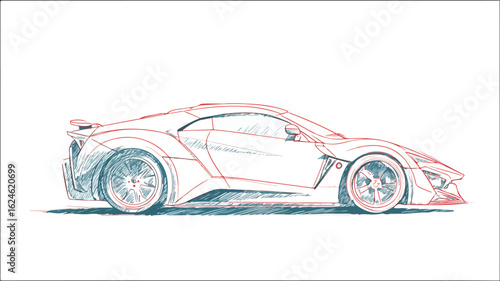 Sleek Sports Car Side View Outline for Automotive Designs and Concepts