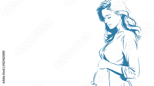 Silhouette of Pregnant Woman against White Background - Maternity Concept