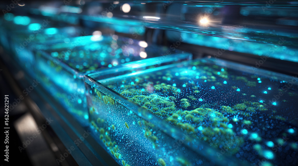 Naklejka premium Vivid Close-Up of Photorealistic Phytoplankton Cultures