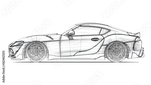 Sleek Sports Car Side View Outline for Automotive Designs and Concepts