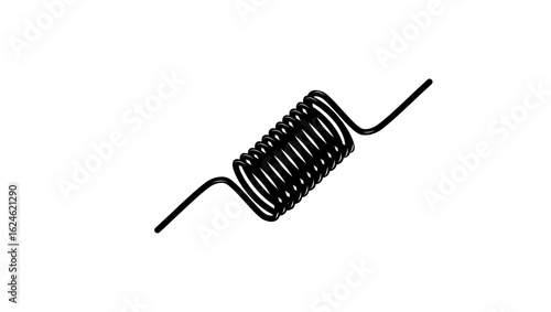 Inductor symbol, black isolated silhouette