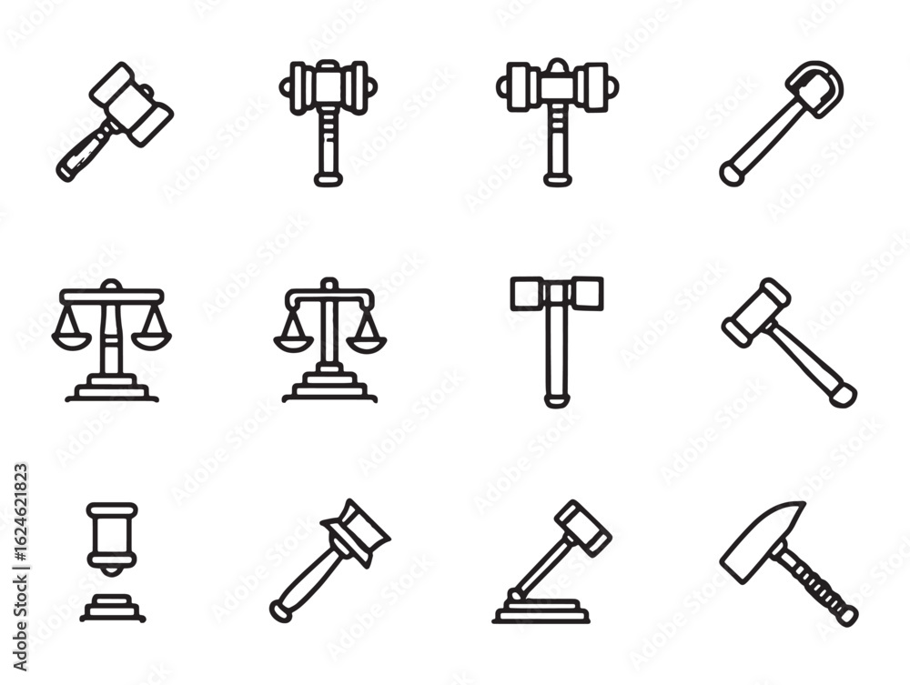 Fototapeta premium Court Gavel Simple Line Illustration