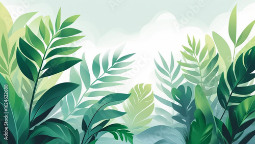 lush green tropical leaves background