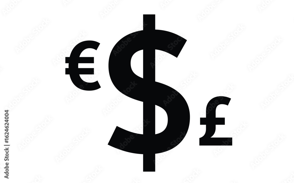 Fototapeta premium World currencies: Dollar, Euro, and Pound symbols